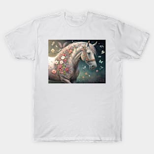 Horse with Flowers & Butterflies T-Shirt